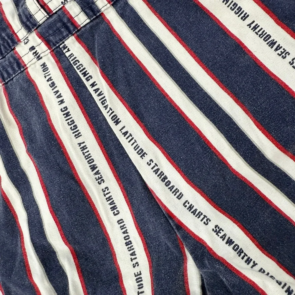 Vintage 90s OshKosh B'gosh Overall Shortall 4T Striped Nautical Ocean Boat Theme